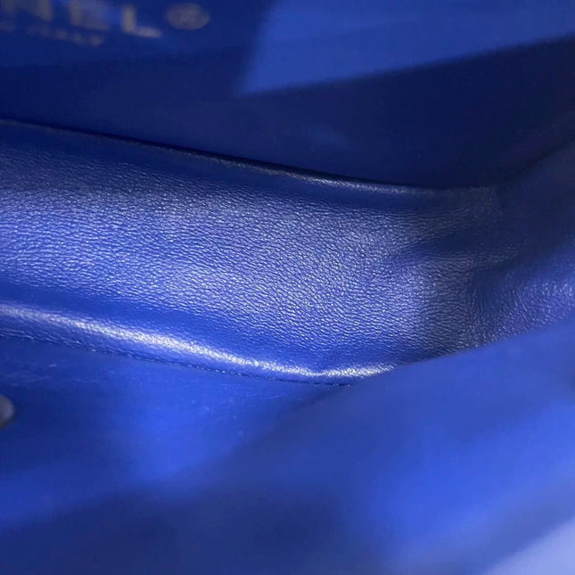 Chanel Classic Flap Mini 2013 Blue Silk Satin Gold Hardware