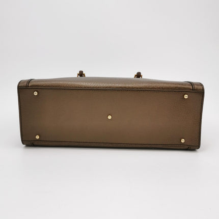 Gucci Diana Vintage Large Metallic Copper Calfskin Leather Bamboo Top Handles Tote Bag