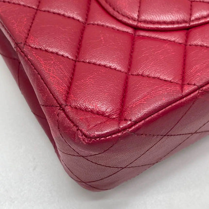 Chanel Classic Flap Medium Red Lambskin Leather with Silver Hardware 2012-13