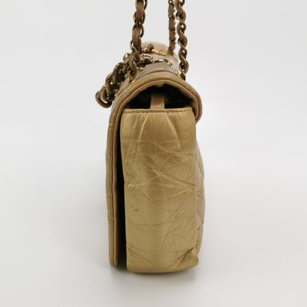 Chanel Paris Bombay Pondicherry Flap Bag Quilted Large Gold Shiny Calfskin Leather