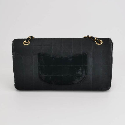 Chanel Large East West Shoulder Bag Rare Black Leather and Pony-style Calfskin
