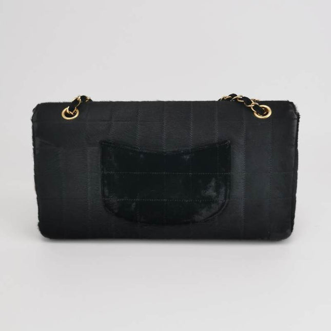 Chanel Large East West Shoulder Bag Rare Black Leather and Pony-style Calfskin