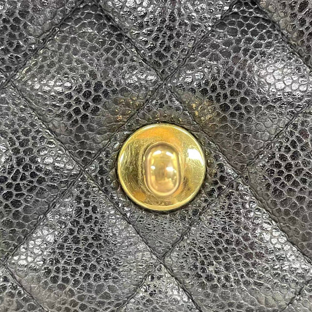 Chanel Classic Flap Medium Black Caviar Leather with 24k Gold Hardware, 2008-2009