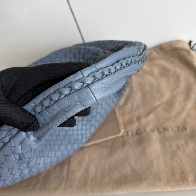 Bottega Veneta Veneta Hobo Misty Blue Intrecciato Leather Bag Medium 45cm