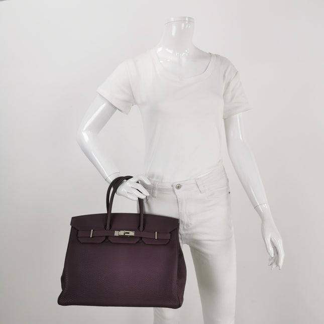 Hermès Birkin 35 Torillon Clemence Leather N5 Cassis Violet Palladium Hardware 2011