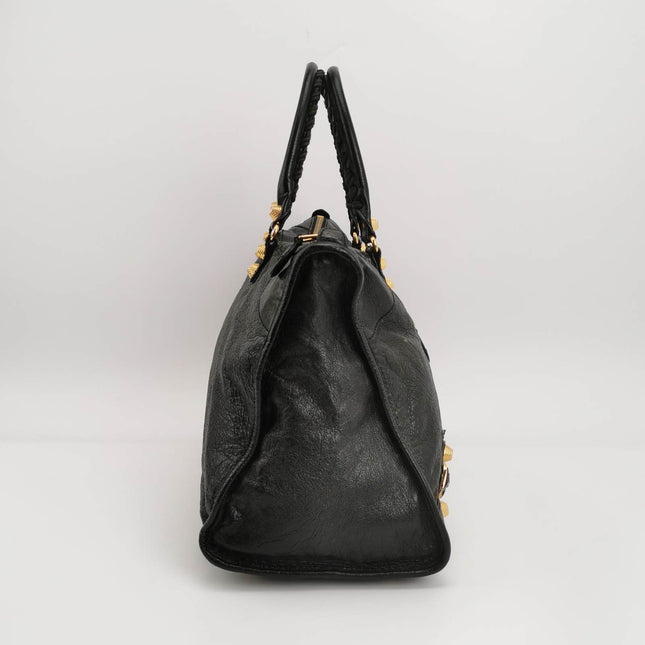 Sold Balenciaga City Bag Black with Gold-tone hardware Large Handbag