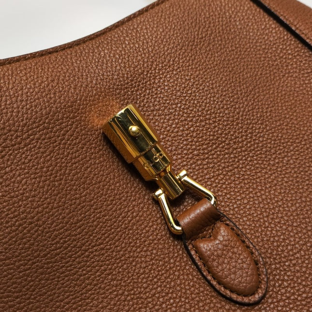 Gucci Jackie 1961 Tan Brown Pebbled Leather Bag Small