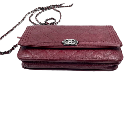 Sold Chanel Wallet on Chain Boy Half Flap Red Caviar Leather