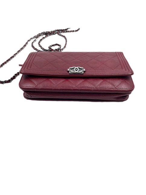 Sold Chanel Wallet on Chain Boy Half Flap Red Caviar Leather