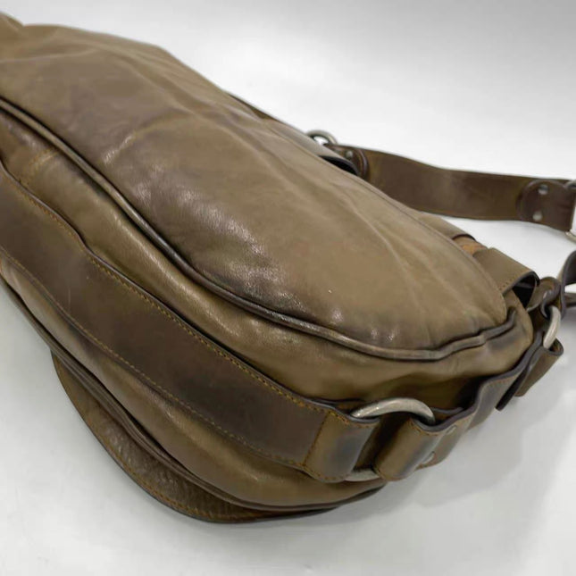 Dior Vintage Gaucho Large Brown Leather Crossbody Bag 36cm
