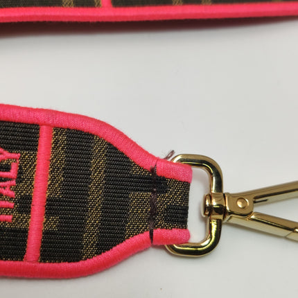 FENDI Baguette Zucca Monogram Canvas with Pink Neon trimming Crossbody Bag