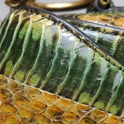 Dior Saddle Medium Green and Brown Snake-Skin Leather Bag