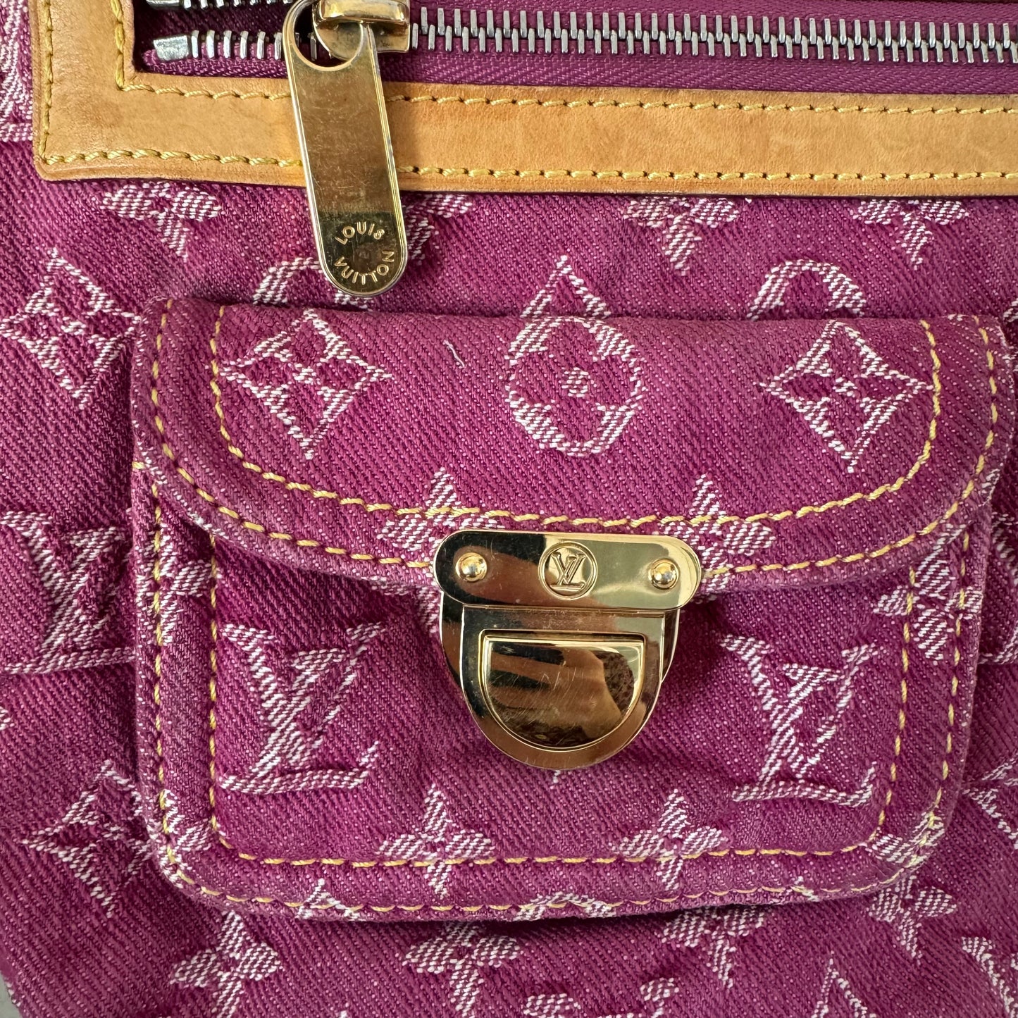 Louis Vuitton Monogram Pink Denim Baggy PM Shoulder Bag