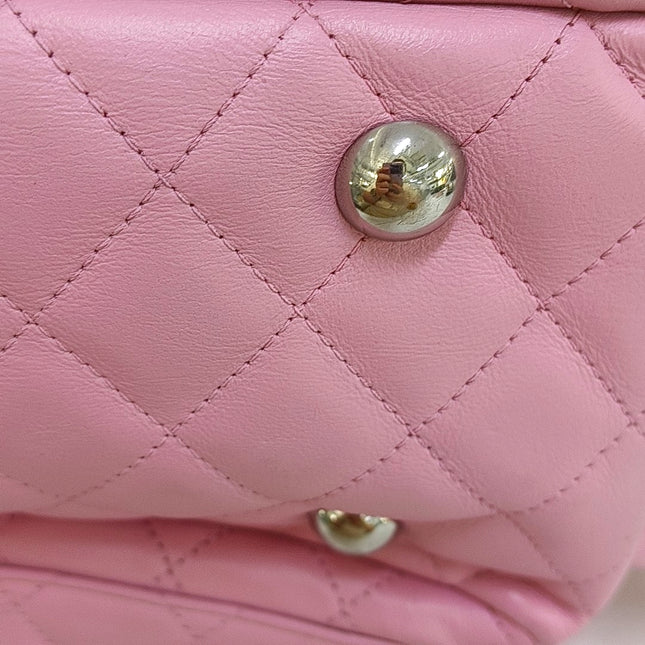 Chanel Cambon Large Pink Calfskin Leather Double Strap Handbag