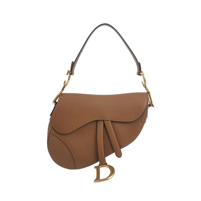 Dior Saddle 2019 Medium Tan Brown Grained Calfskin Leather Bag-Luxbags