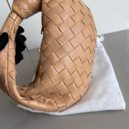 Bottega Veneta Jodie Mini Almond Beige Lambskin Leather Clutch Bag