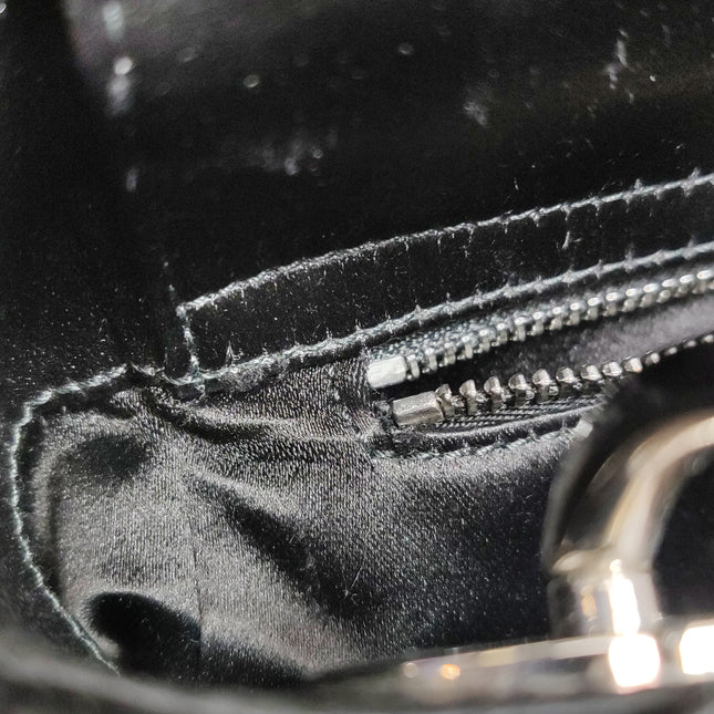 Lady Dior Mini Black Silk with Crystals Silver Hardware