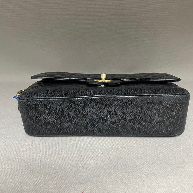Chanel Classic Flap Medium Black Caviar Leather with 24k Gold Hardware, 2008-2009