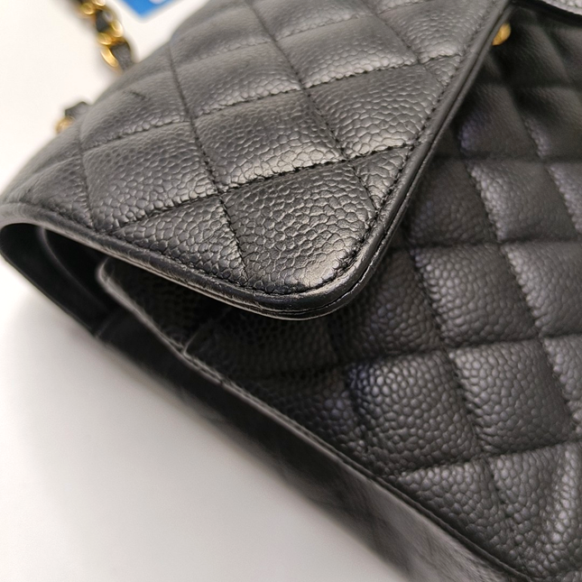 Chanel Classic Flap Medium Black Caviar Leather Gold-tone Hardware
