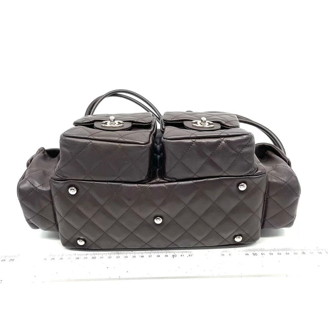 Chanel Cambon Multi-pocket Ligne Reporter Bag Medium Dark Brown Calfskin Leather
