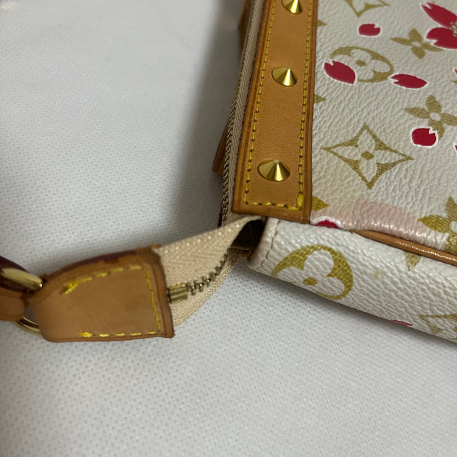 Louis Vuitton x Takashi Murakami Cherry Blossom Pochette Accessoire White Monogram