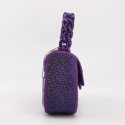 Versace La Medusa Mini Crystal Embellished Top Handle Bag in Purple