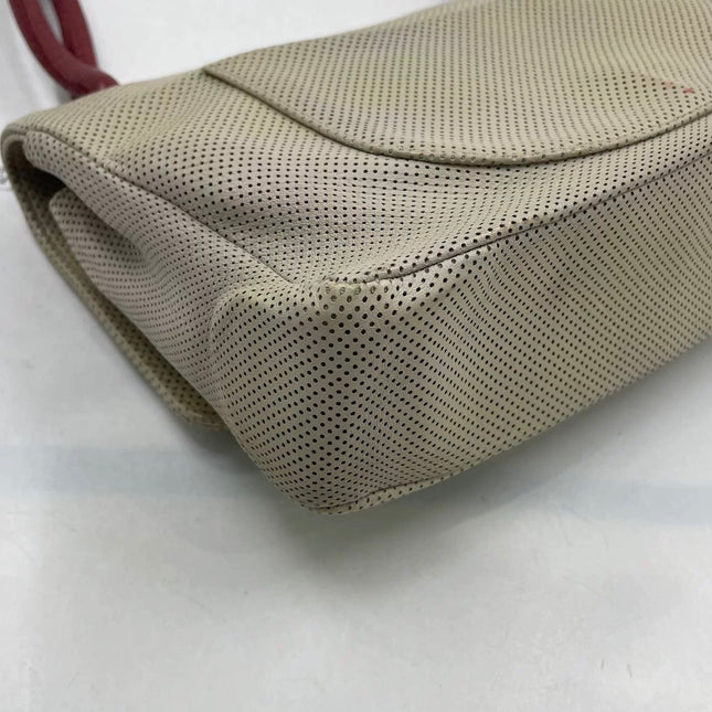 Chanel Vintage Classic Flap Bi-color Beige Perforated Leather and Red Leather Strap Bag, 2000-2002