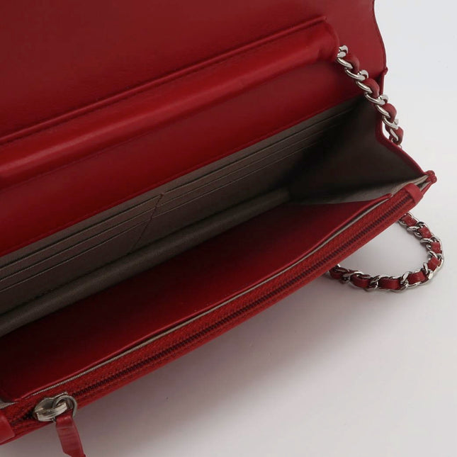 Chanel Wallet on Chain WOC Double CC Red Caviar Leather