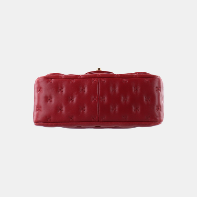Chanel Paris-Rome Cross Stitch Mini Coco Handle Red Lambskin Crossbody Bag, 2017