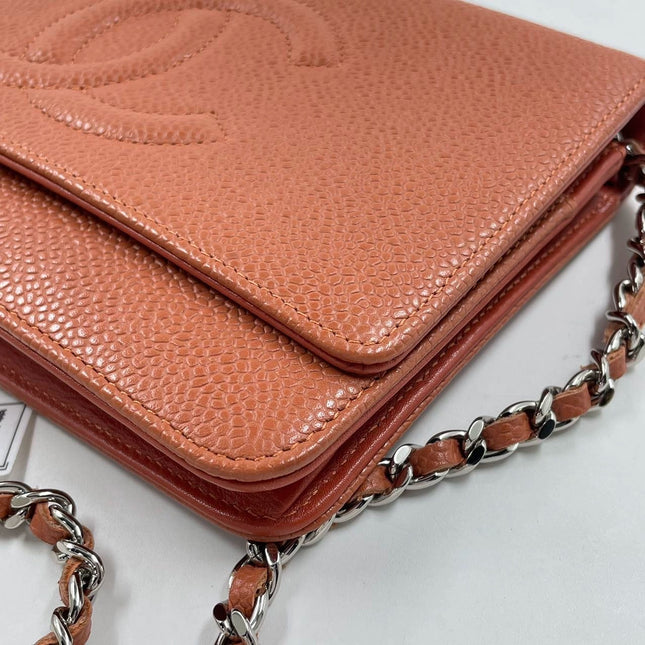 Sold Chanel Wallet on Chain WOC Double CC Orange Caviar Leather