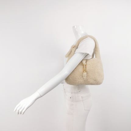 Gucci Jackie 1961 White Fluffy Shearling Bag Small