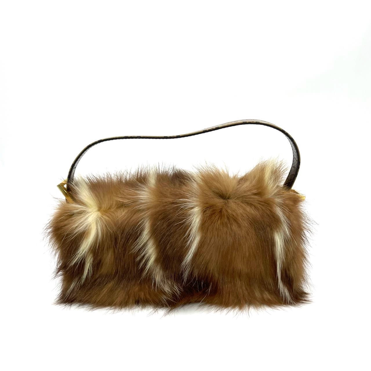 Fendi Baguette RARE Skunk Fur Vinyl Zucchino Strap Tobacco Multicolor