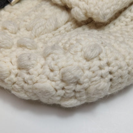 Fendi Mamma Baguette White Crochet Pompom Shoulder Bag