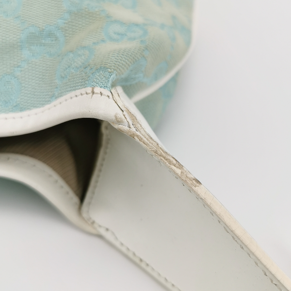 Sold Gucci Jackie Vintage Blue Nylon White Leather Shoulder Bag Medium