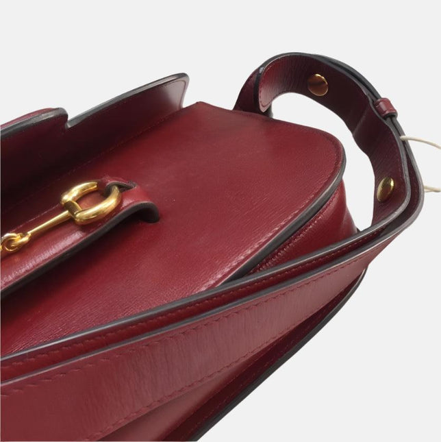 Sold Gucci 1955 Horsebit Leather Shoulder Bag Red Small