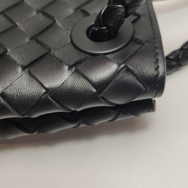 Bottega Veneta Andiamo Medium Black Intrecciato Leather Handbag