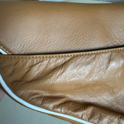 Dior Saddle Vintage Brown Leather and Silk Interior Shoulder Bag
