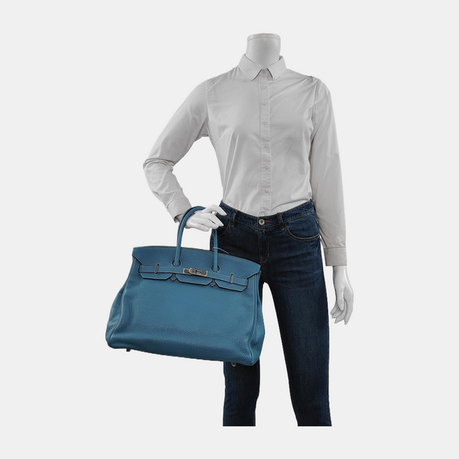 Hermes Birkin 35 Blue Jeans Calfskin Leather Palladium Hardware 2010