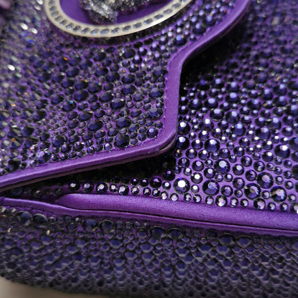 Versace La Medusa Mini Crystal Embellished Top Handle Bag in Purple