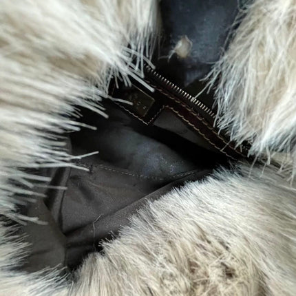 Fendi Baguette Soft Beige Fluffy Fur Shoulder Bag