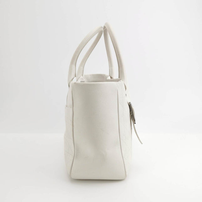 Sold Dior Cannage Leather Tote Bag White 2005 with Silver Hardware