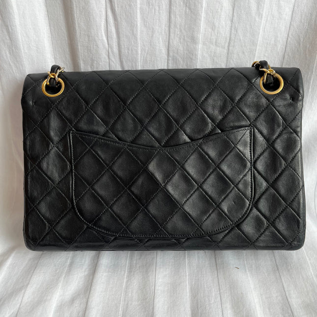 Chanel Classic Flap Medium Vintage Black Lambskin Leather with 24k Gold Hardware