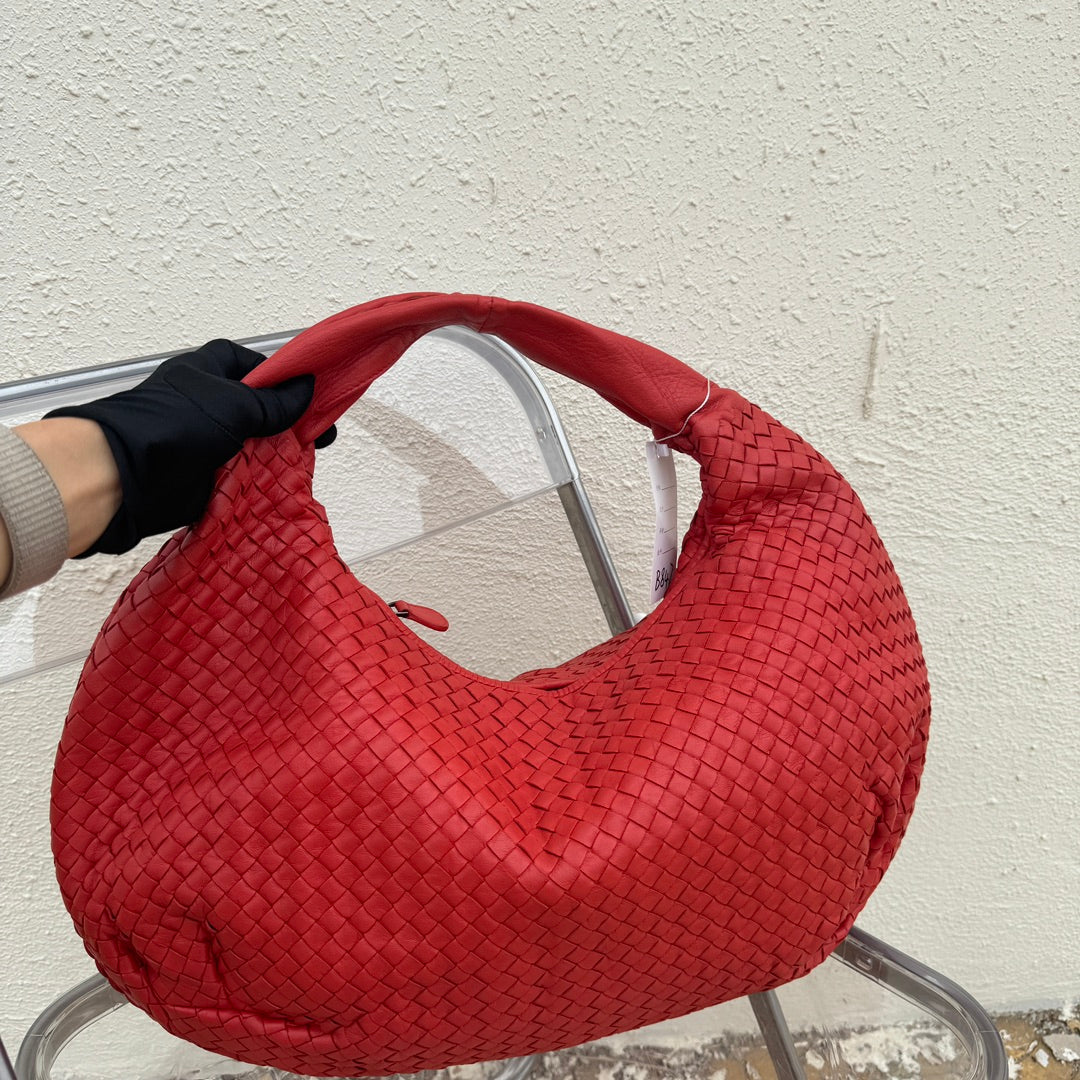 Sold Bottega Veneta Belly Hobo Intrecciato Lambskin Leather Red Large 50cm