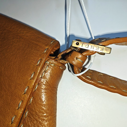 Fendi Mamma Baguette Selleria Calfskin Leather Caramel Tan Brown Shoulder Bag