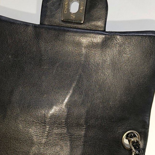 Sold Chanel Classic Flap Mini Square Black Patent Lambskin Crossbody Bag, 2012-2013