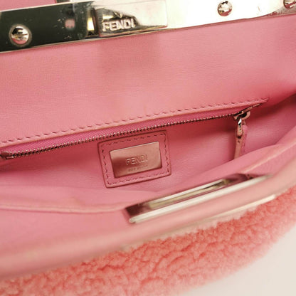 Fendi Peekaboo Small Pink Leather and Shearling Crossbody Bag