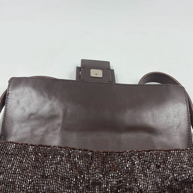 Sold Fendi Baguette Vintage Dark Chocolate Brown Glitter Beads