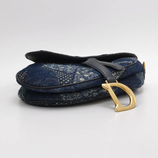 Sold Dior saddle bag Special Edition Peace and Love Denim Patchwork Embroidery