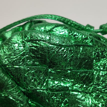 Bottega Veneta Pouch Mini Metallic Green Intrecciato Leather