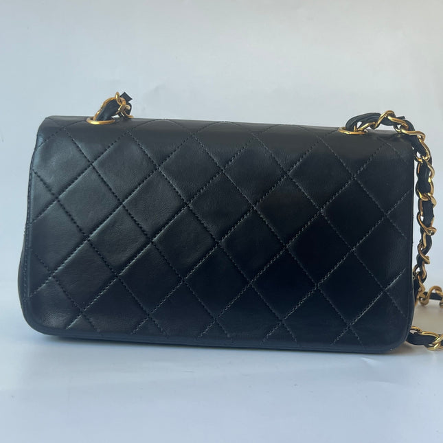 Chanel Classic Flap Mini Vintage 1989-1991 Black Lambskin Leather with 24k Gold Hardware